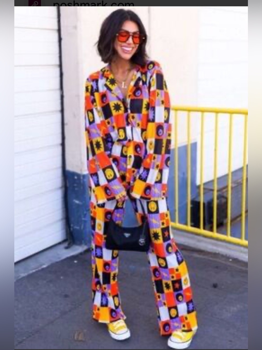 Dressed in LALA Orange, Purple & Black Geometric set